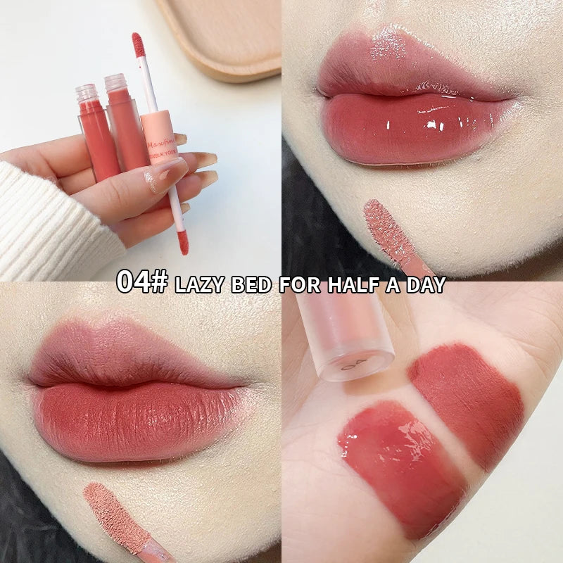 Double-Ended Lip Glaze – Gloss & Velvet Matte Long-Lasting Color