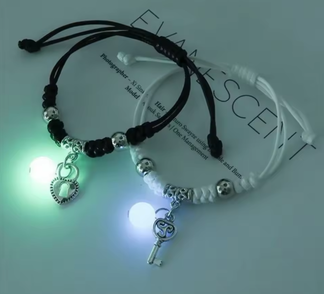 Glow-in-the-Dark Couple Bracelet ✨ | Adjustable Luminous Charm | Perfect Gift