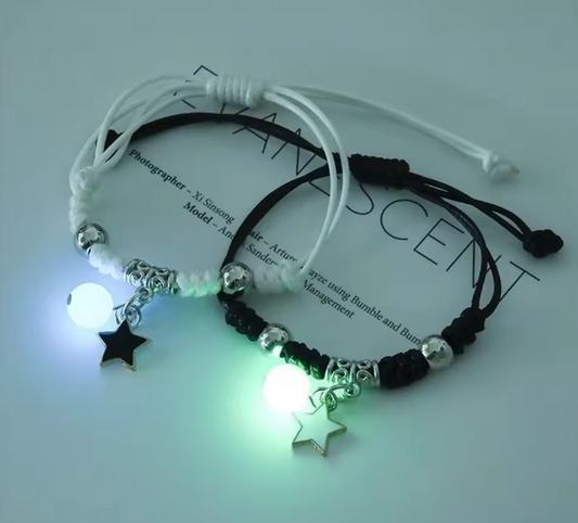 Glow-in-the-Dark Couple Bracelet ✨ | Adjustable Luminous Charm | Perfect Gift