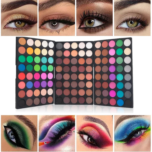 120-Color Eyeshadow Palette – Matte, Shimmer & Glitter High-Pigment Makeup
