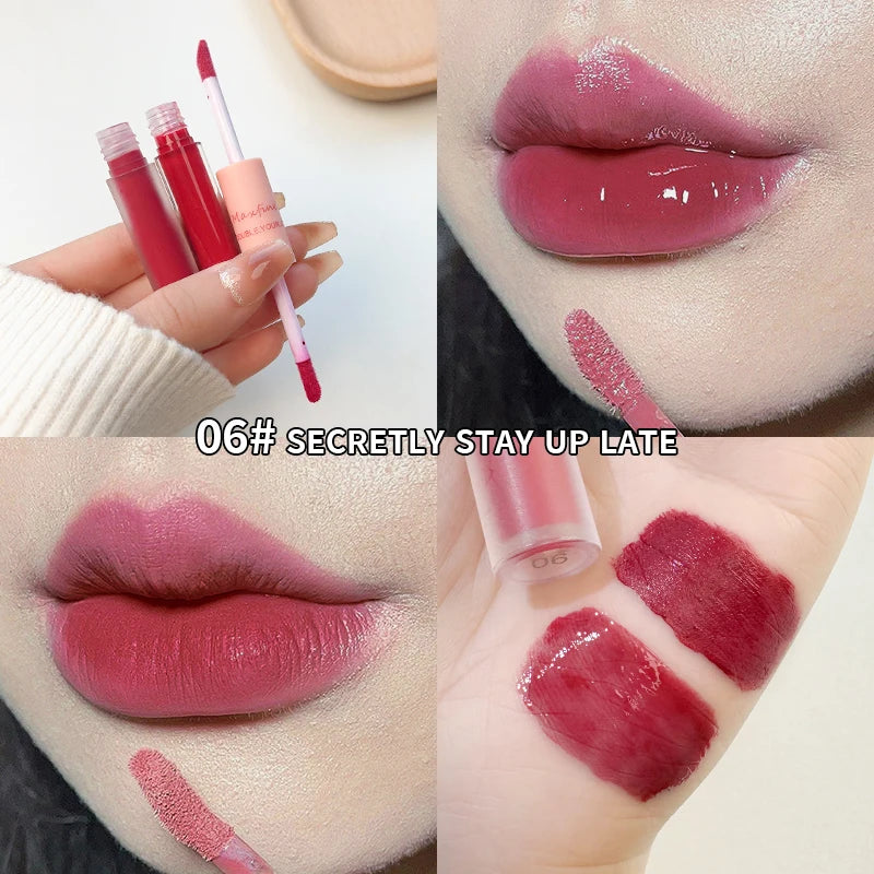 Double-Ended Lip Glaze – Gloss & Velvet Matte Long-Lasting Color