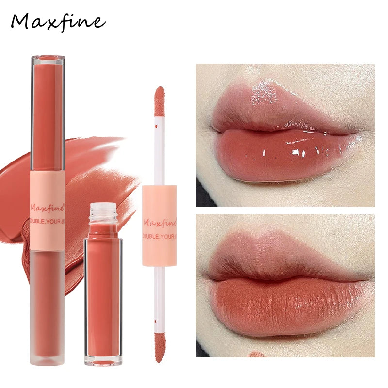 Double-Ended Lip Glaze – Gloss & Velvet Matte Long-Lasting Color