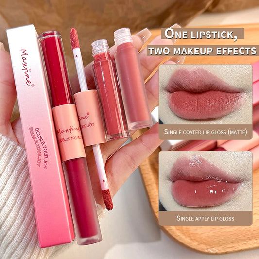 Double-Ended Lip Glaze – Gloss & Velvet Matte Long-Lasting Color
