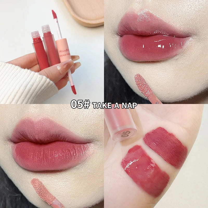 Double-Ended Lip Glaze – Gloss & Velvet Matte Long-Lasting Color