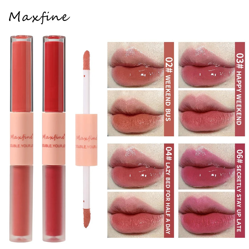 Double-Ended Lip Glaze – Gloss & Velvet Matte Long-Lasting Color