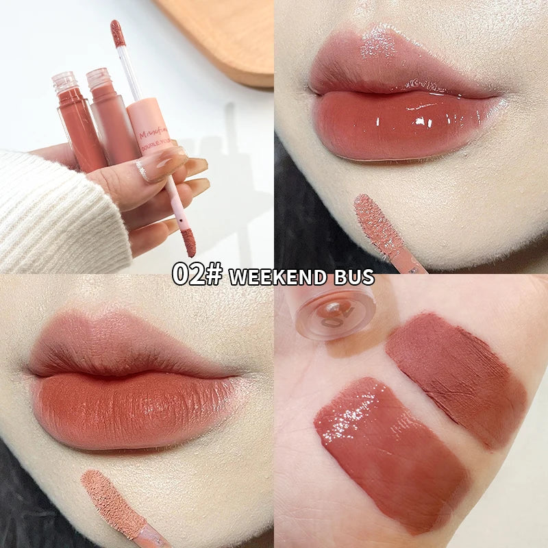 Double-Ended Lip Glaze – Gloss & Velvet Matte Long-Lasting Color