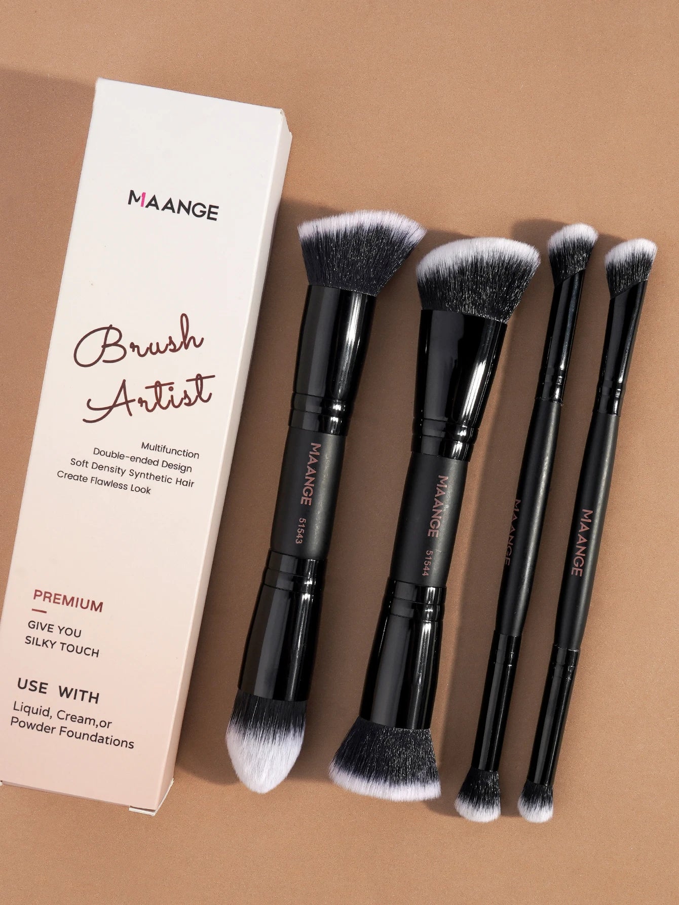 4-Piece Professional Dual-Ended Makeup Brush Set with Travel Case”
