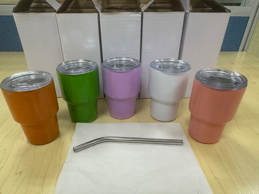 3oz Mini Tumbler Sublimation Shot Glass with Lid Metal Tumbler with Straw Lid Mini Tumbler Shot Glass